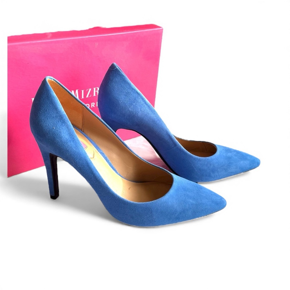 Isaac Mizrahi Blue Suede Pointed-Toe Pumps – Size 8.5